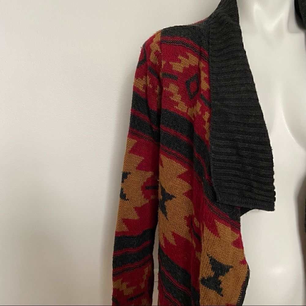 Aztec Print Knitted Waterfall Sweater - Picture 3 of 9